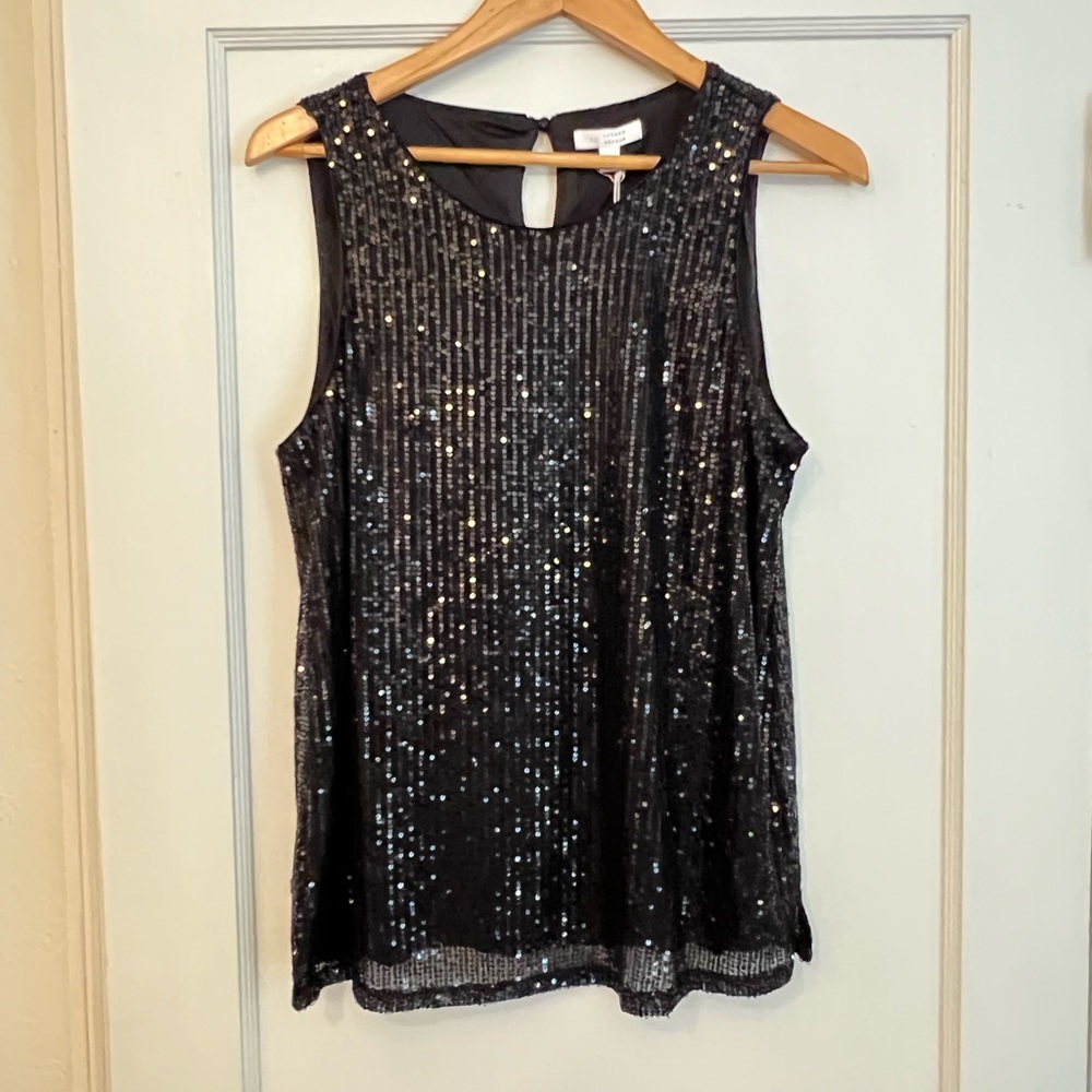 📍 NWT Lauren Conrad Sparkling Black Sequin Tank Top